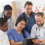 Healthcare staffing agencies in Canada team of nurses and doctors collaborating together