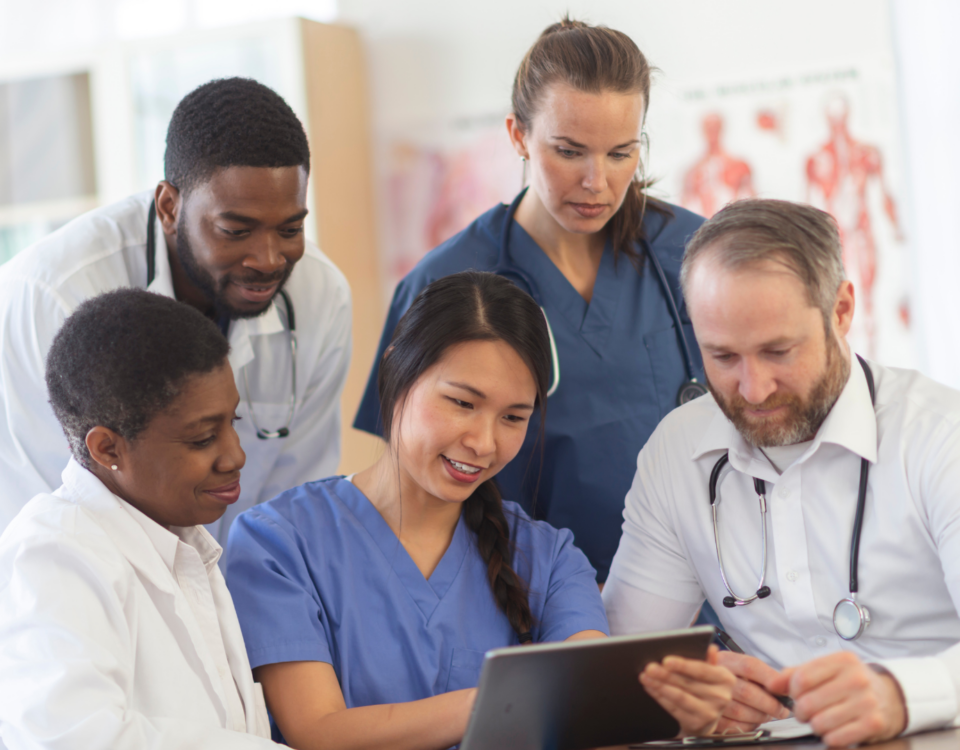 Healthcare staffing agencies in Canada team of nurses and doctors collaborating together
