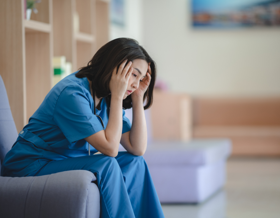 Healthcare worker looking burnt out